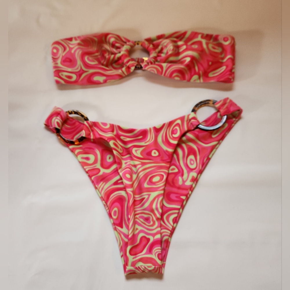 Sunny Bunny Swim Bikini Pink Top is Size Small Bottom is Size Medium  EUC
